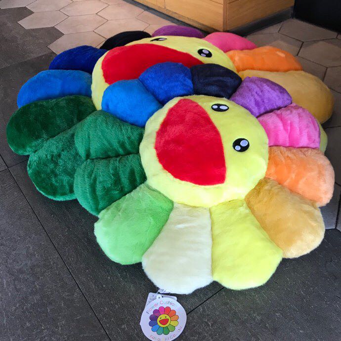 Takashi Murakami Smile On Rainbow Flower Plush Toys （Big / 100cm） - DopestKickz