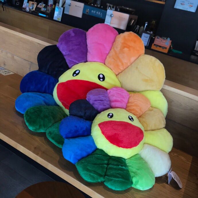 Takashi Murakami Smile On Rainbow Flower Plush Toys （Big / 100cm） - DopestKickz