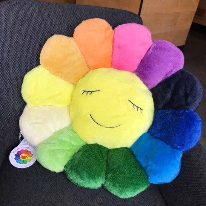 Takashi Murakami Smile On Rainbow Flower Plush Toys （Big / 100cm） - DopestKickz