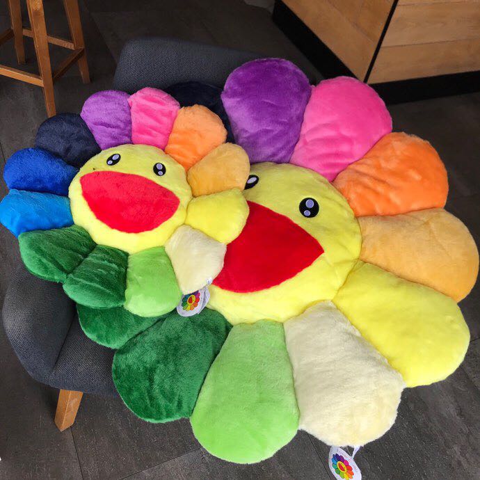 Takashi Murakami Smile On Rainbow Flower Plush Toys （Big / 100cm） - DopestKickz