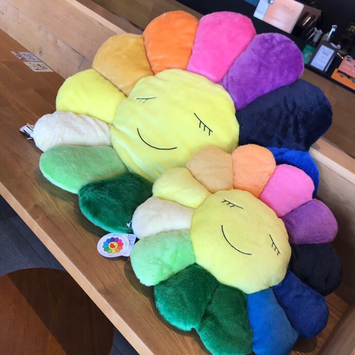 Takashi Murakami Smile On Rainbow Flower Plush Toys （Big / 100cm） - DopestKickz