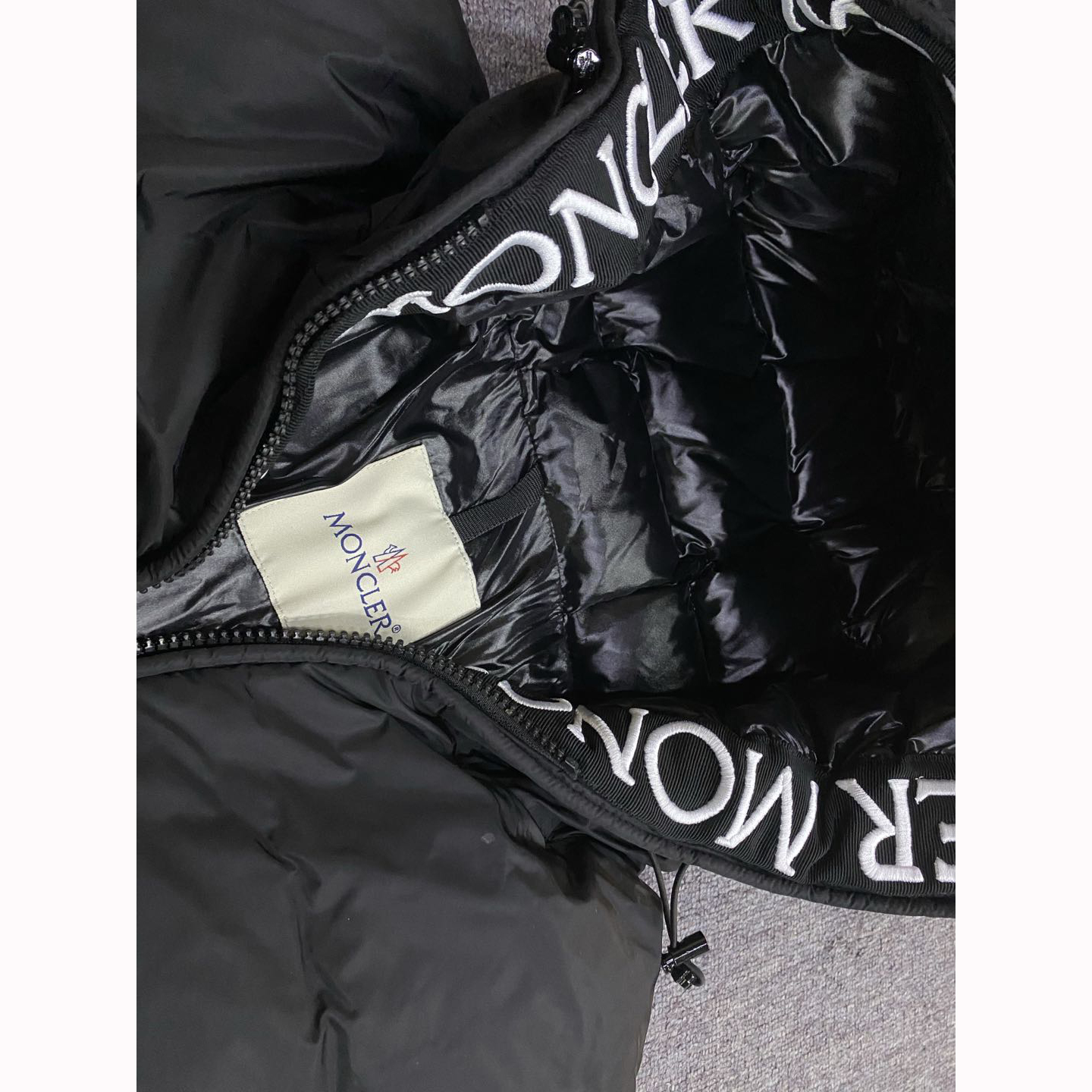 Moncler Down Jacket With Moncler Embroidered Ribbon Trim(Black) - DopestKickz
