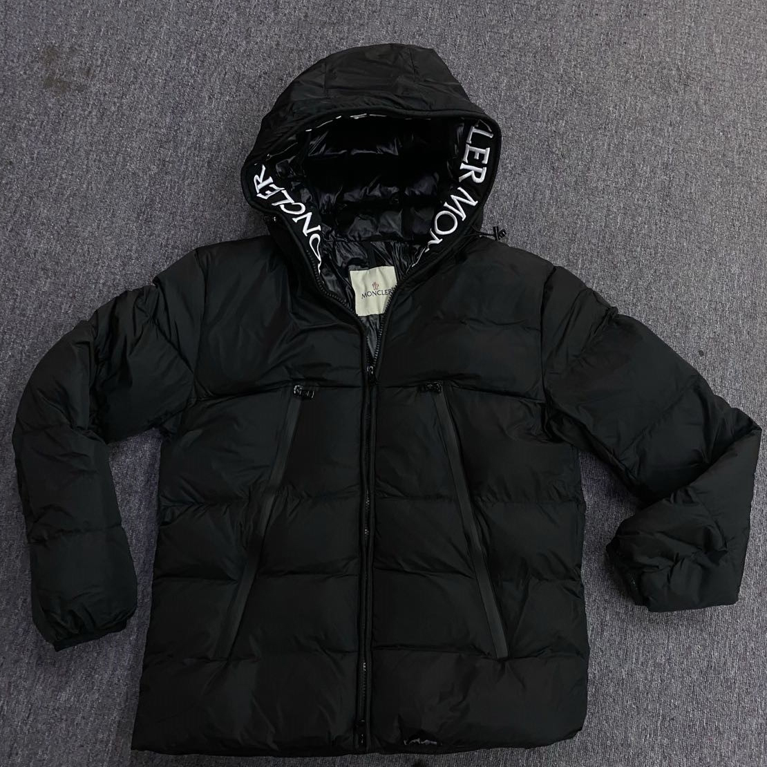Moncler Down Jacket With Moncler Embroidered Ribbon Trim(Black) - DopestKickz