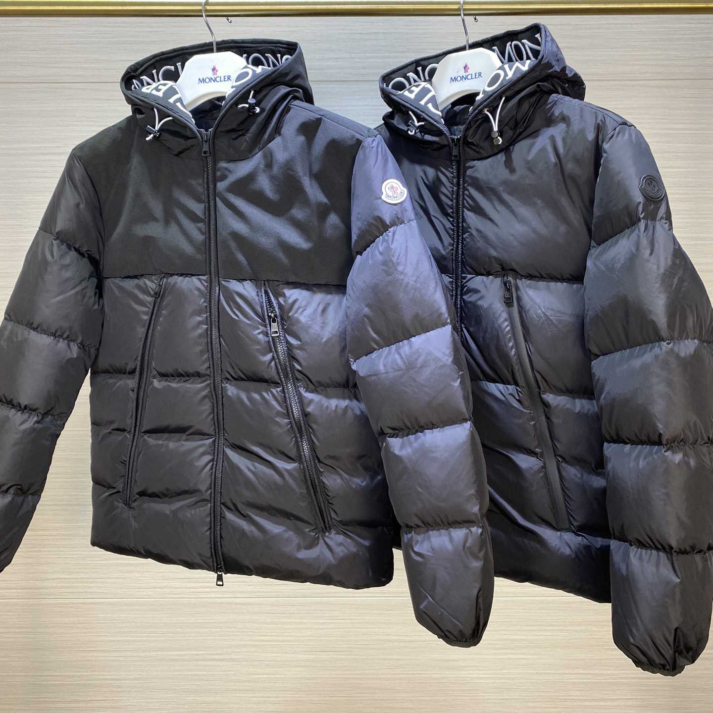 Moncler Down Jacket With Moncler Embroidered Ribbon Trim(Black) - DopestKickz