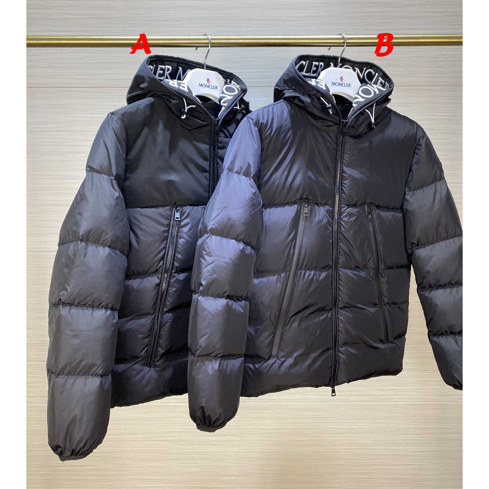 Moncler Down Jacket With Moncler Embroidered Ribbon Trim(Black) - DopestKickz
