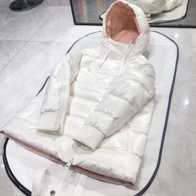 Moncler White Zipper Down Jacket  - DopestKickz