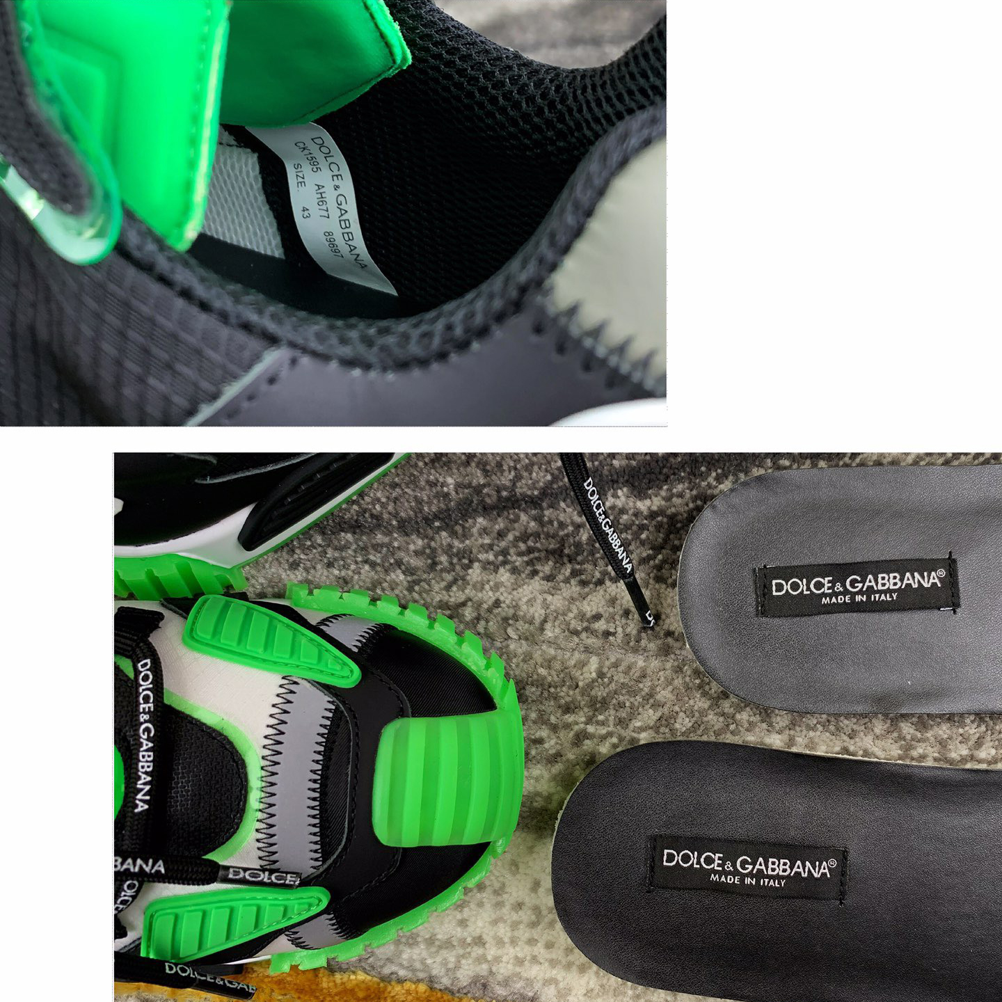 Dolce & Gabbana Black & Green NS1 Slip-on Sneakers - DopestKickz