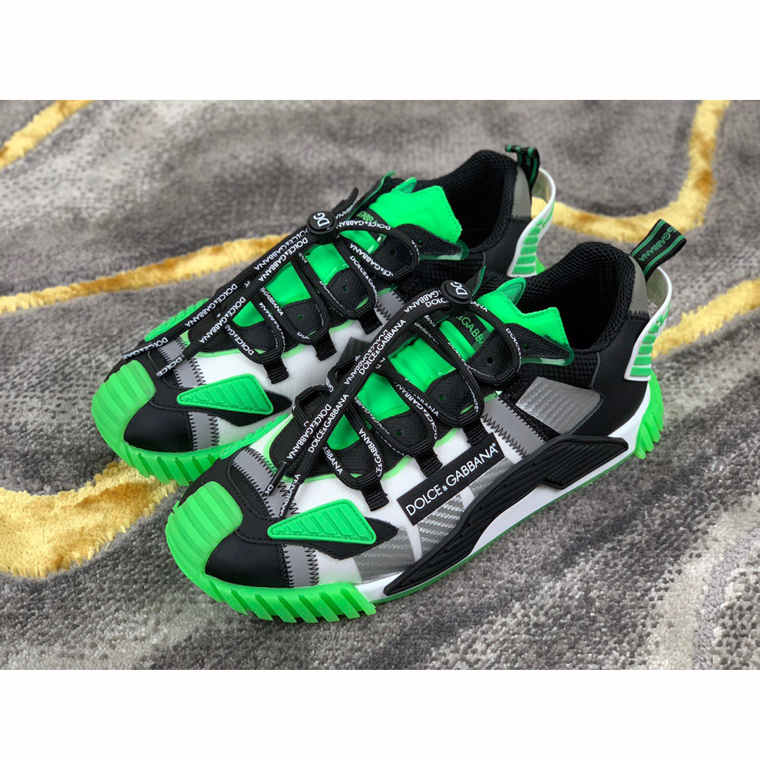 Dolce & Gabbana Black & Green NS1 Slip-on Sneakers - DopestKickz