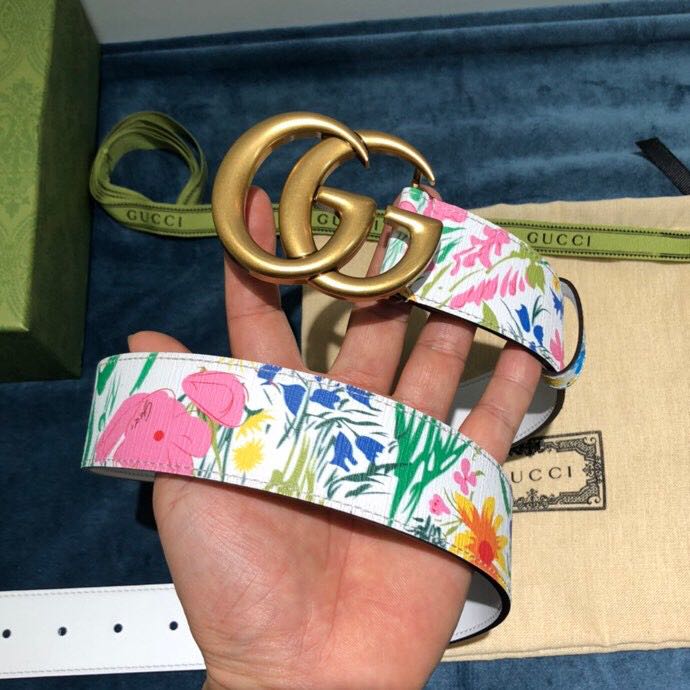 Gucci Flower Print Belt - DopestKickz