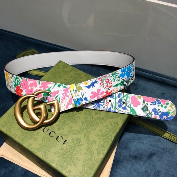 Gucci Flower Print Belt - DopestKickz