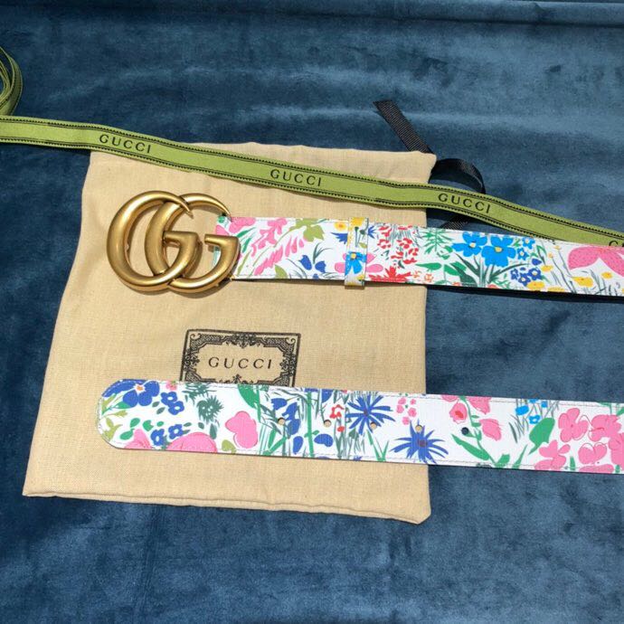 Gucci Flower Print Belt - DopestKickz