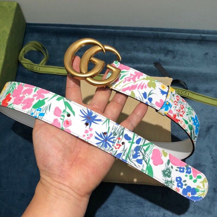 Gucci Flower Print Belt - DopestKickz