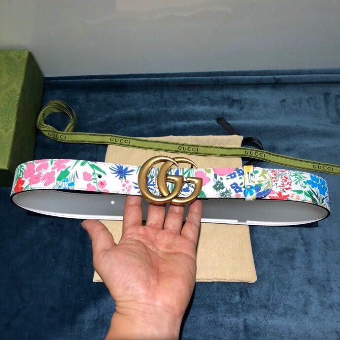 Gucci Flower Print Belt - DopestKickz