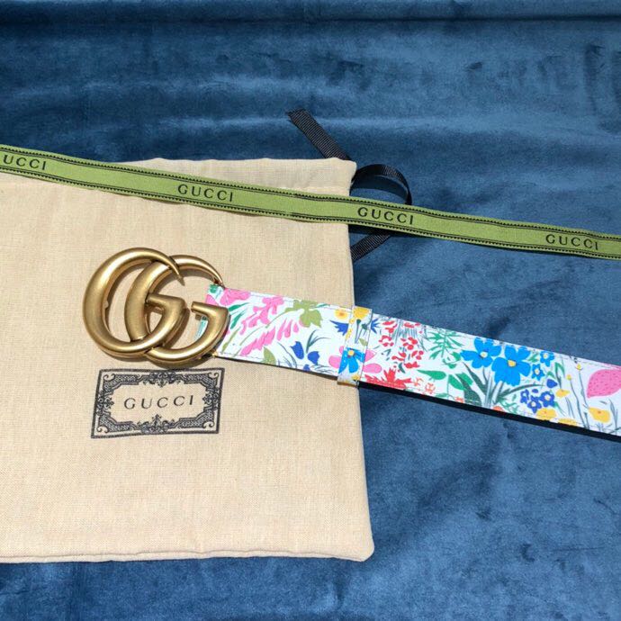 Gucci Flower Print Belt - DopestKickz