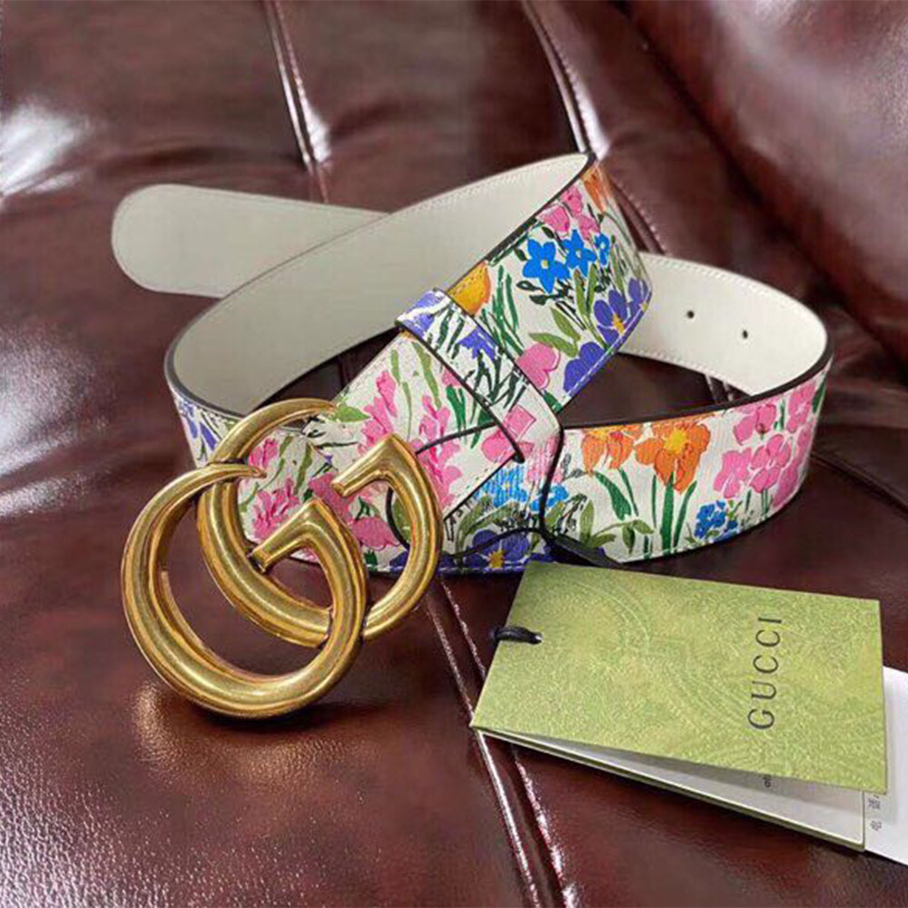 Gucci Flower Print Belt - DopestKickz