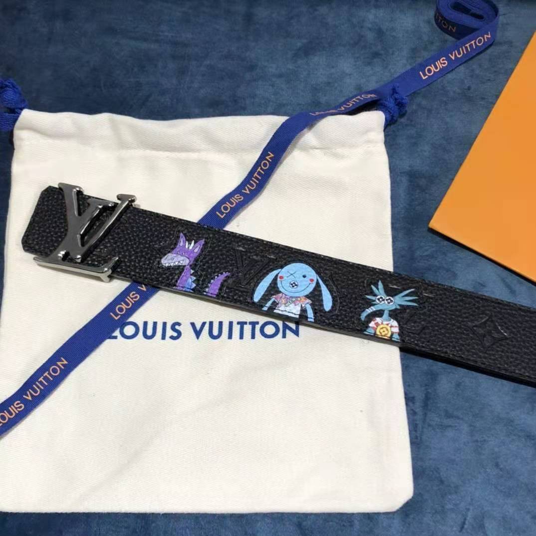 Louis Vuitton Carton Black Belt 40MM - DopestKickz