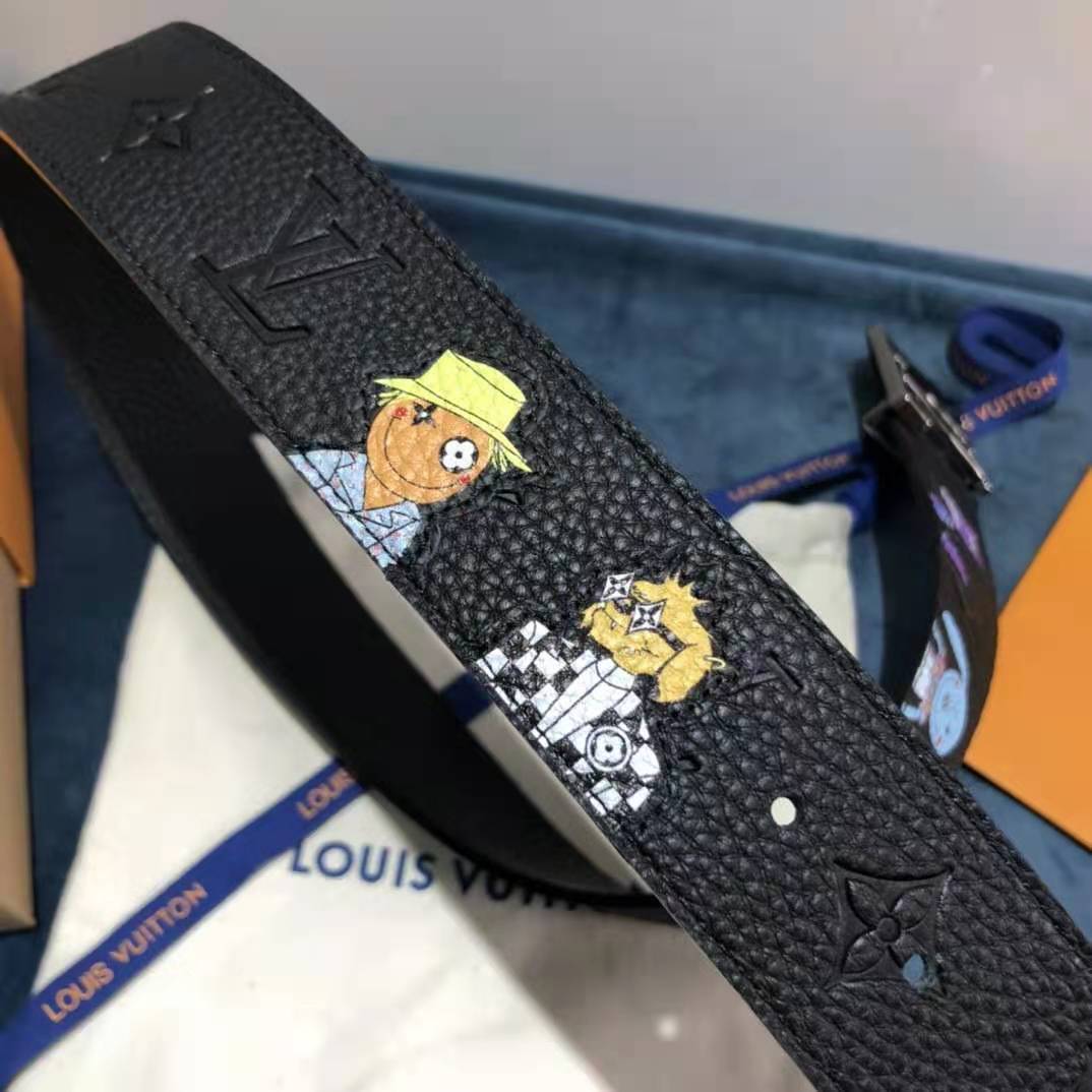 Louis Vuitton Carton Black Belt 40MM - DopestKickz