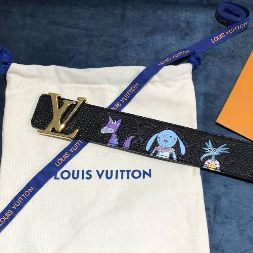 Louis Vuitton Carton Black Belt 40MM - DopestKickz