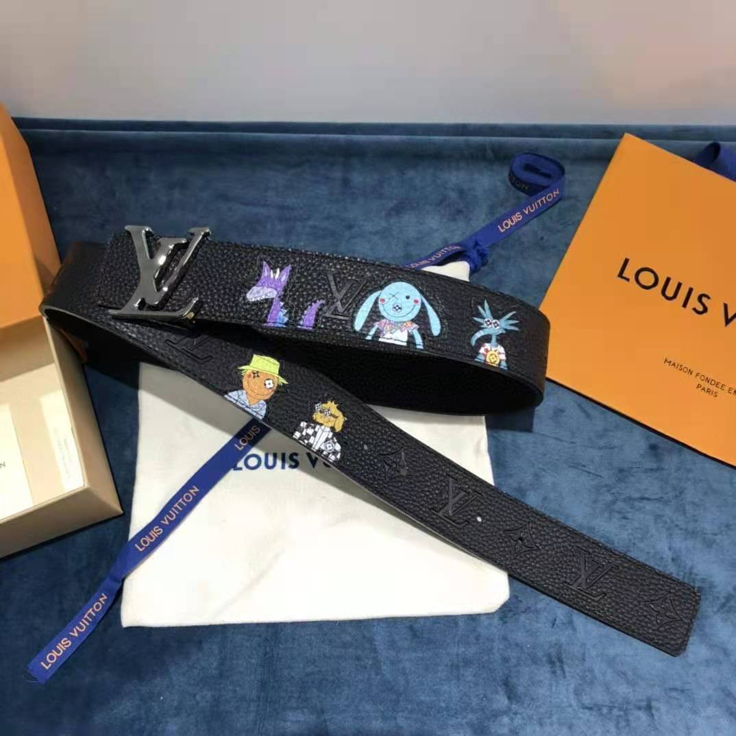 Louis Vuitton Carton Black Belt 40MM - DopestKickz