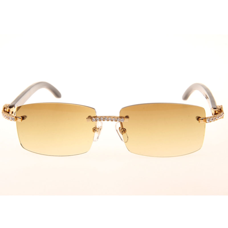 Cartier  3524012 Black And White Buffalo Big Lens Sunglasses In   Gold - DopestKickz