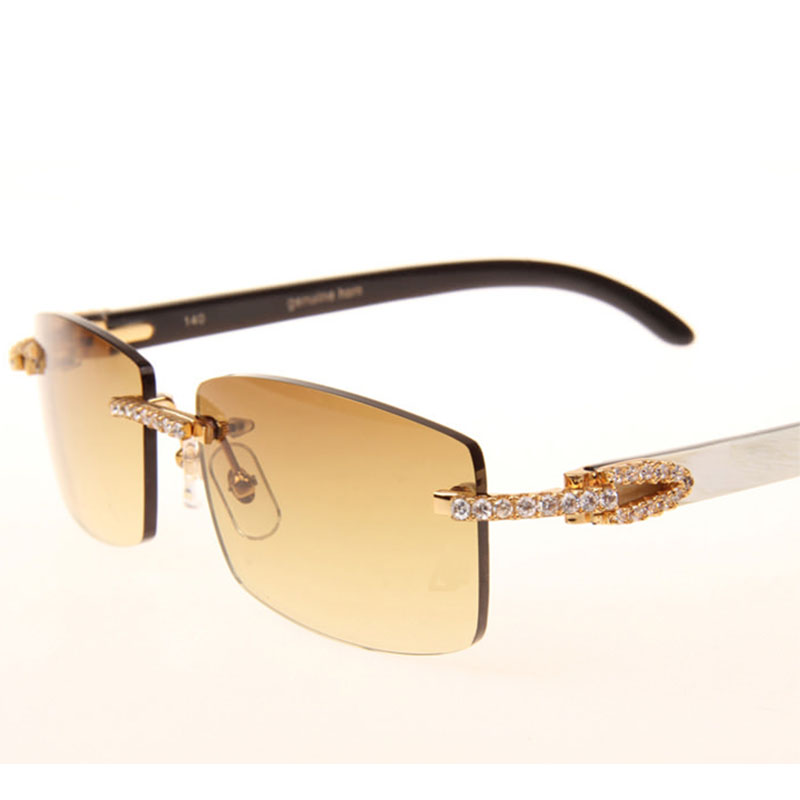 Cartier  3524012 Black And White Buffalo Big Lens Sunglasses In   Gold - DopestKickz