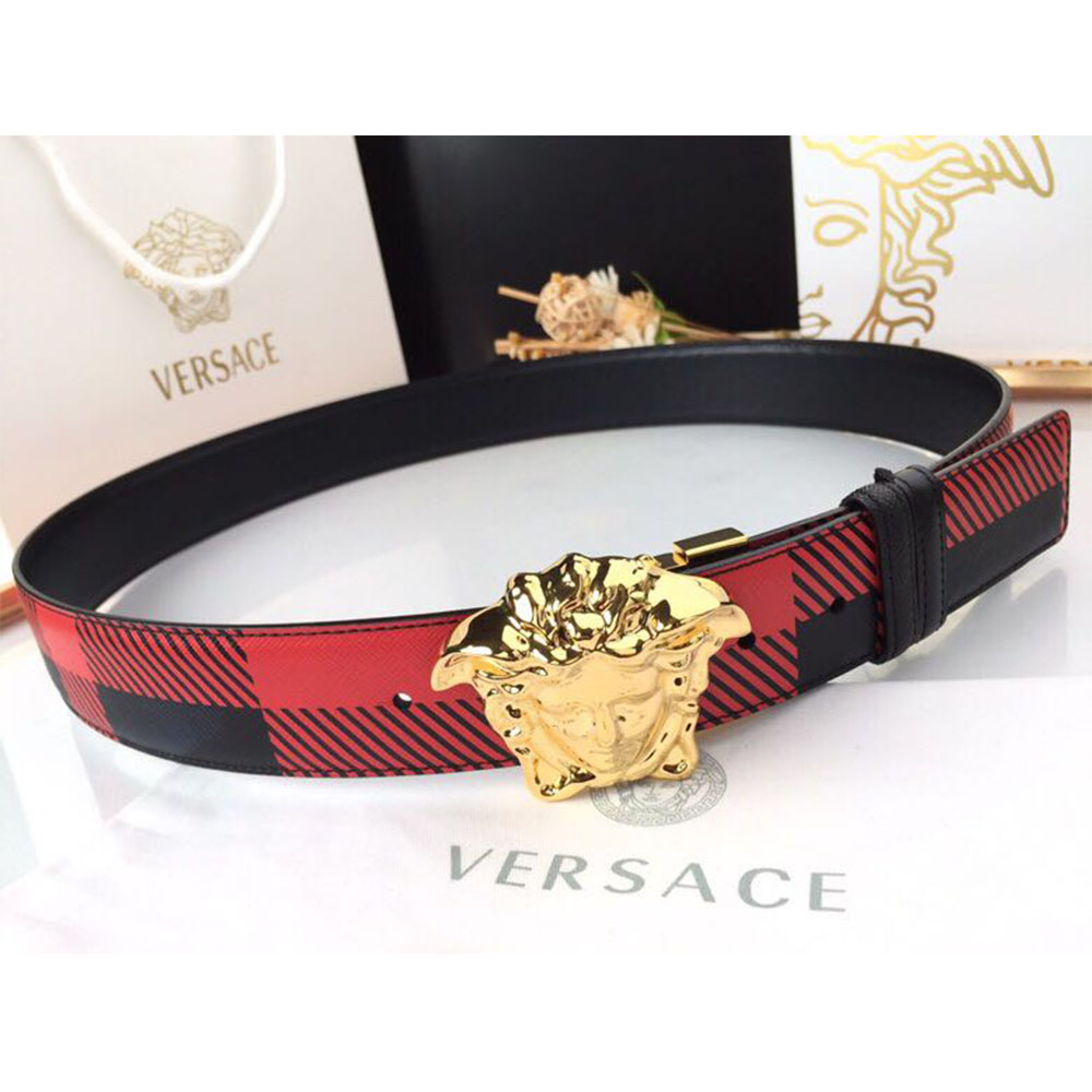 Versace Medusa Reversible Gold Buckle Leather Belt - DopestKickz