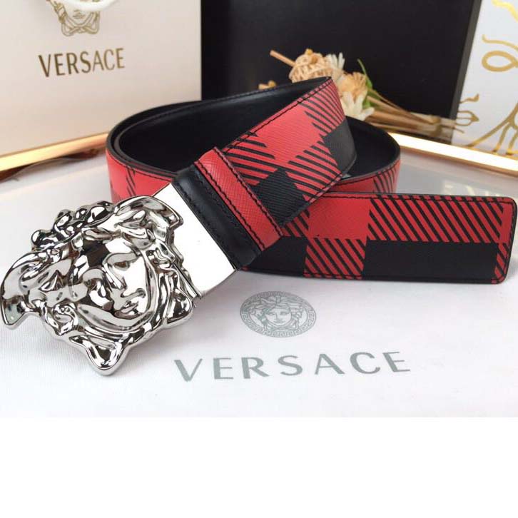 Versace Medusa Reversible Silver Buckle Leather Belt - DopestKickz