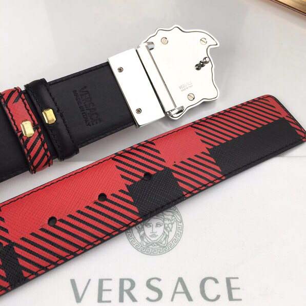 Versace Medusa Reversible Silver Buckle Leather Belt - DopestKickz