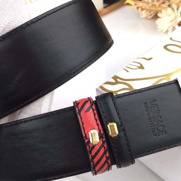 Versace Medusa Reversible Silver Buckle Leather Belt - DopestKickz