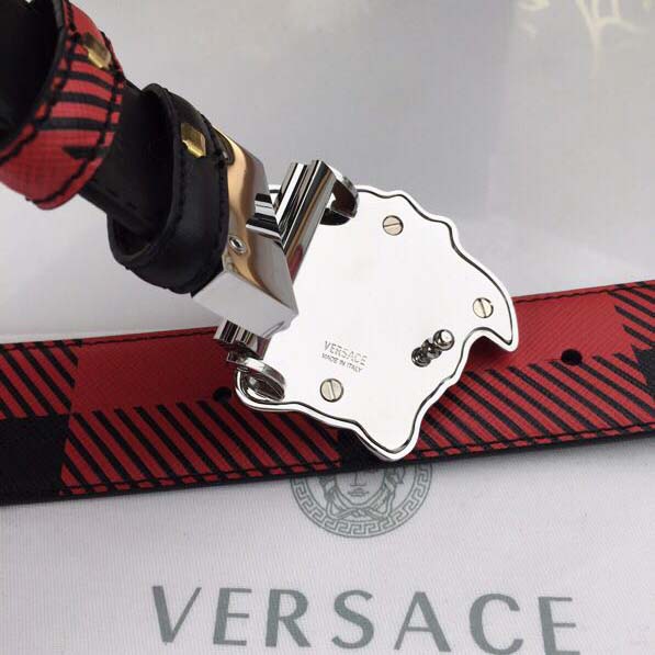 Versace Medusa Reversible Silver Buckle Leather Belt - DopestKickz