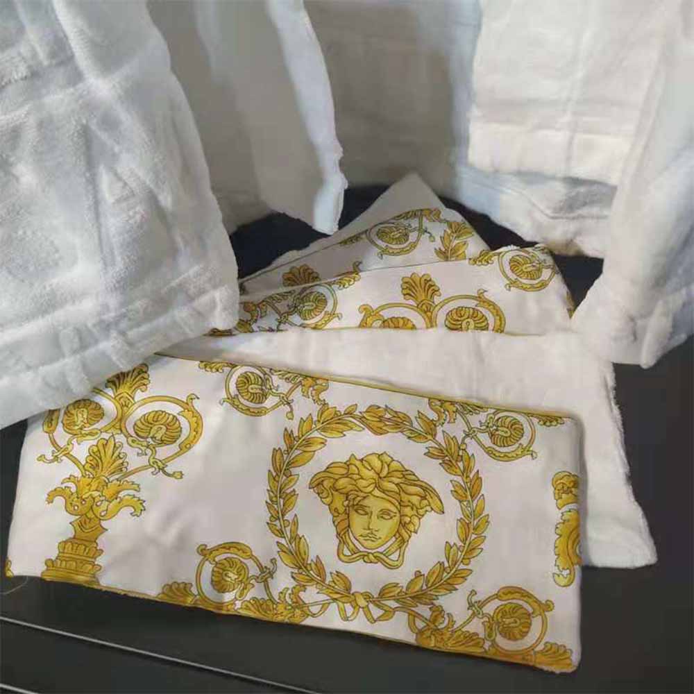 Versace Palazzo Logo Jacquard White Bathrobe - DopestKickz