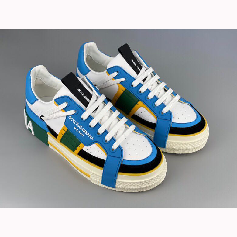 Dolce & Gabbana Calfskin 2Zero Custom Sneakers In Blue - DopestKickz