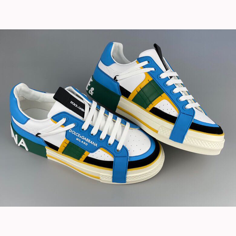 Dolce & Gabbana Calfskin 2Zero Custom Sneakers In Blue - DopestKickz