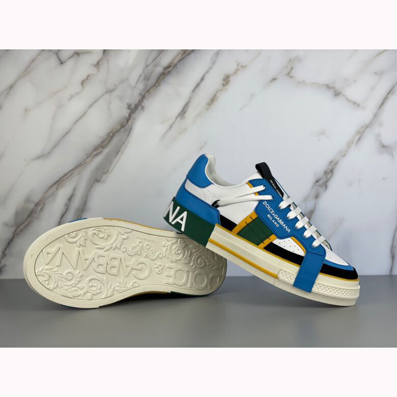 Dolce & Gabbana Calfskin 2Zero Custom Sneakers In Blue - DopestKickz