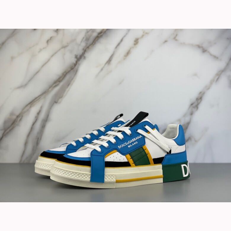 Dolce & Gabbana Calfskin 2Zero Custom Sneakers In Blue - DopestKickz