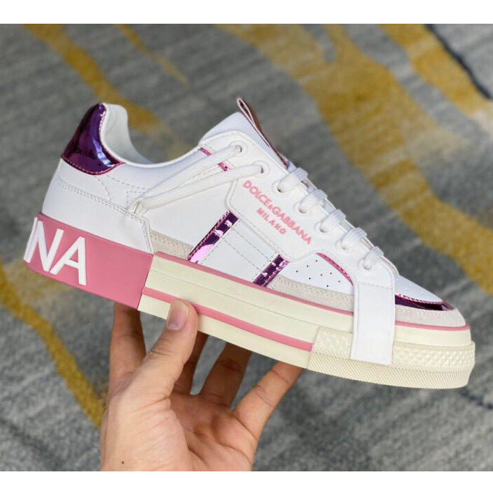 Dolce & Gabbana Calfskin 2Zero Custom Sneakers In Pink  - DopestKickz