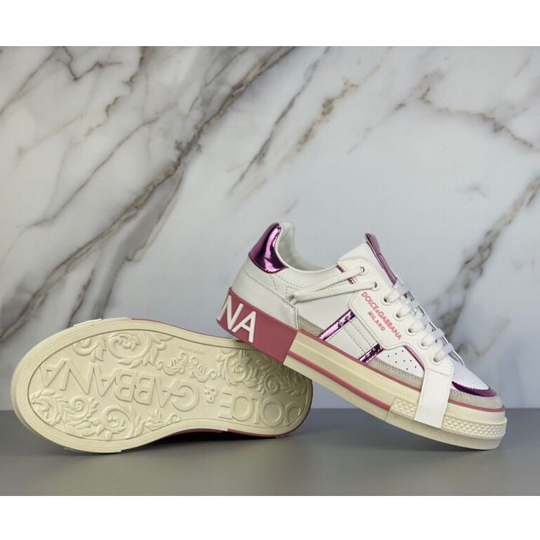 Dolce & Gabbana Calfskin 2Zero Custom Sneakers In Pink  - DopestKickz