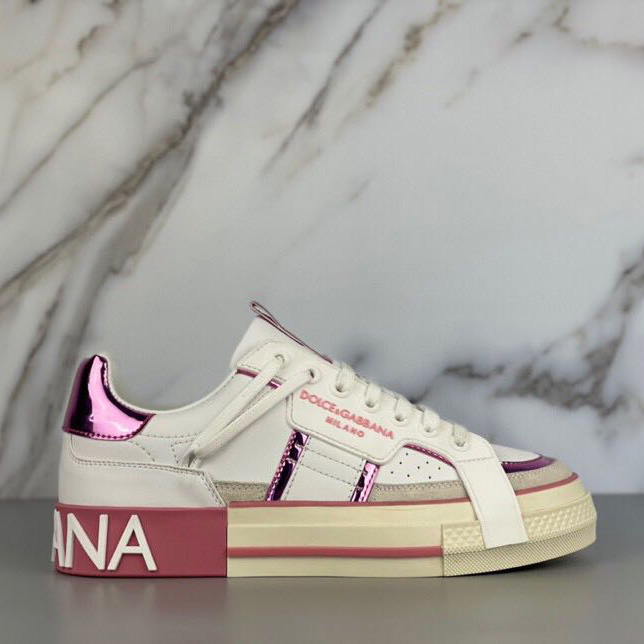 Dolce & Gabbana Calfskin 2Zero Custom Sneakers In Pink  - DopestKickz