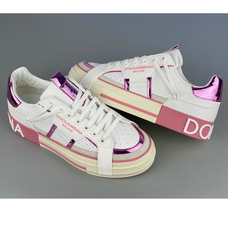 Dolce & Gabbana Calfskin 2Zero Custom Sneakers In Pink  - DopestKickz