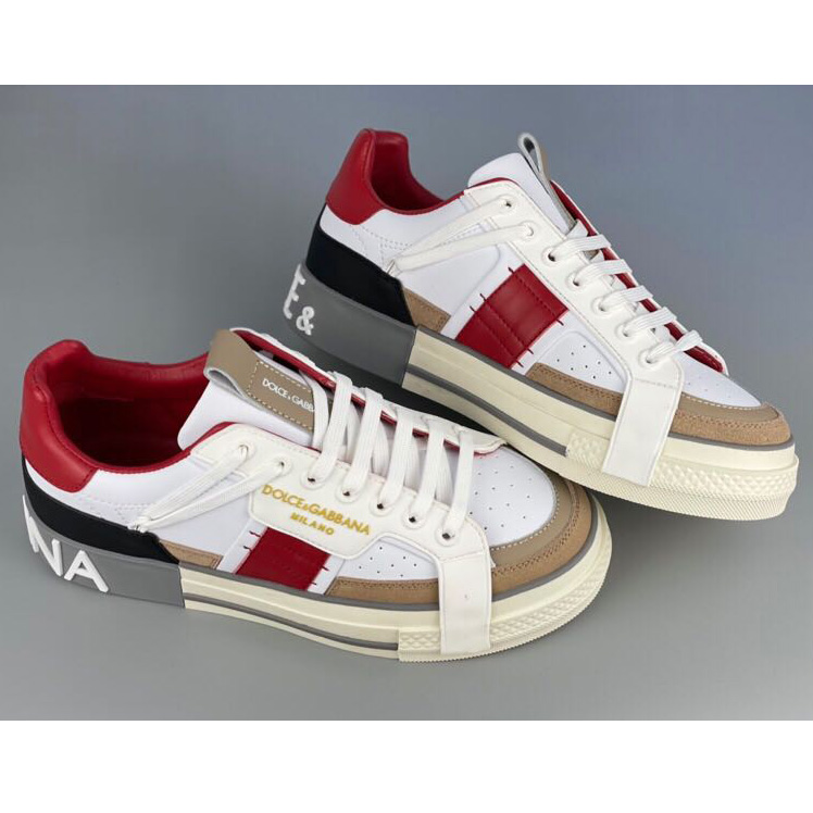 Dolce & Gabbana Calfskin 2Zero Custom Sneakers In Red - DopestKickz