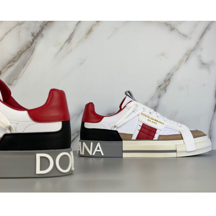 Dolce & Gabbana Calfskin 2Zero Custom Sneakers In Red - DopestKickz