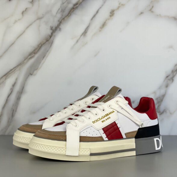 Dolce & Gabbana Calfskin 2Zero Custom Sneakers In Red - DopestKickz