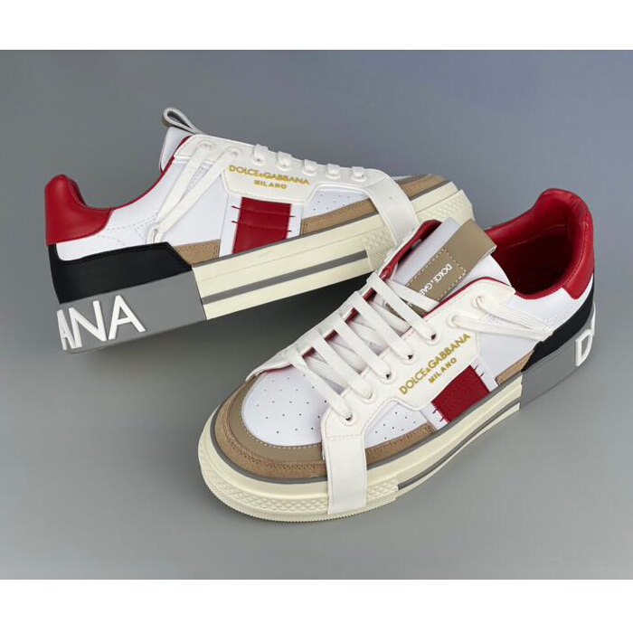 Dolce & Gabbana Calfskin 2Zero Custom Sneakers In Red - DopestKickz