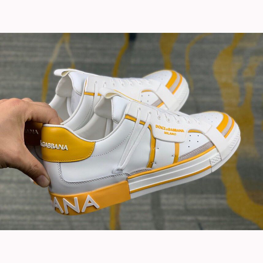 Dolce & Gabbana Calfskin 2Zero Custom Sneakers In Yellow - DopestKickz