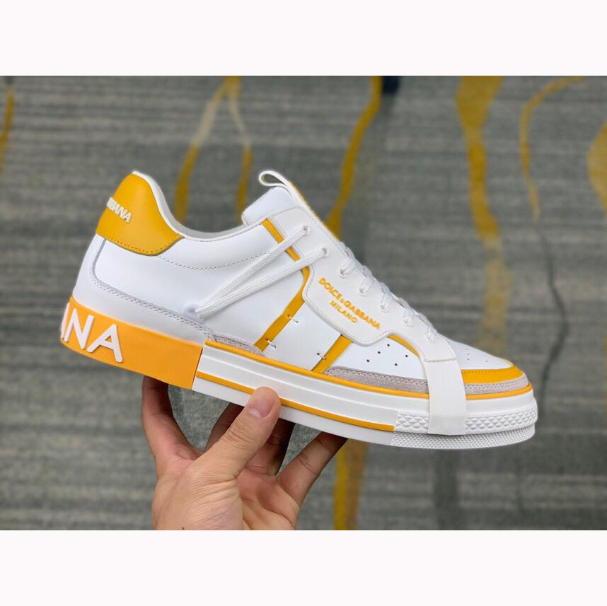 Dolce & Gabbana Calfskin 2Zero Custom Sneakers In Yellow - DopestKickz