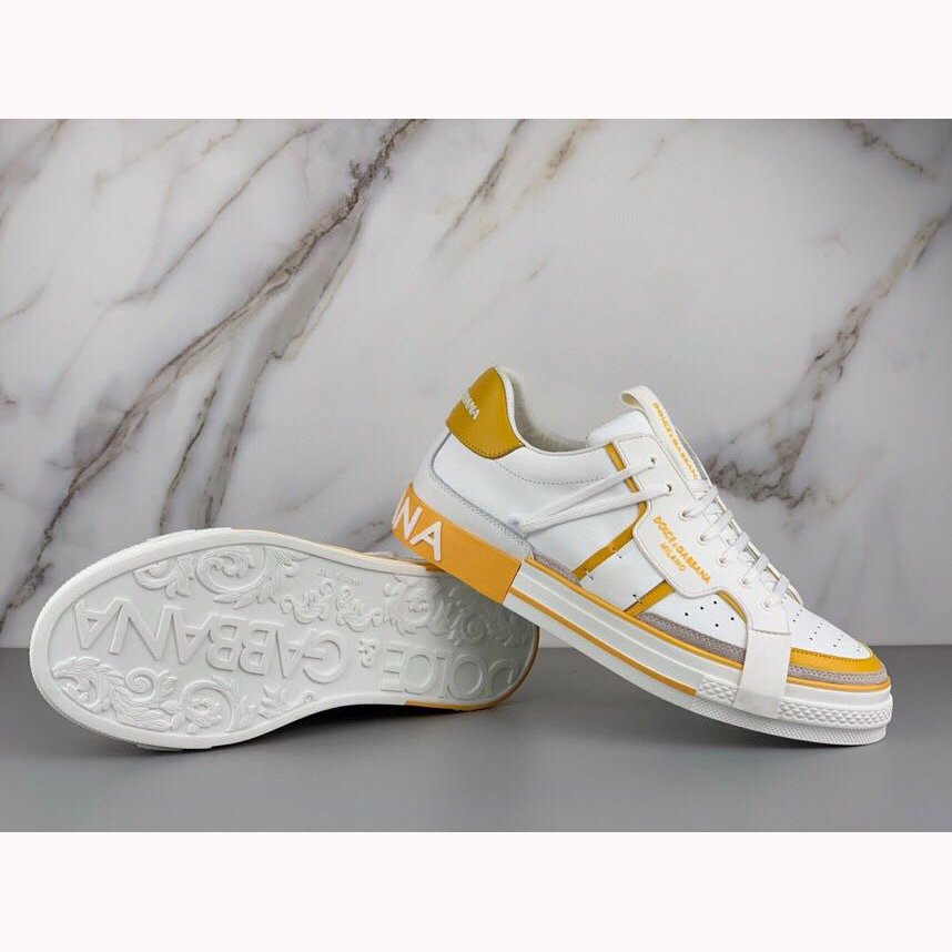 Dolce & Gabbana Calfskin 2Zero Custom Sneakers In Yellow - DopestKickz
