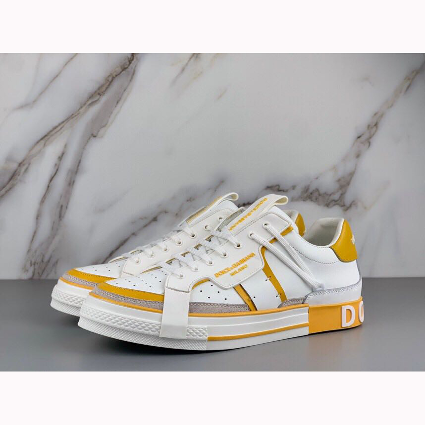 Dolce & Gabbana Calfskin 2Zero Custom Sneakers In Yellow - DopestKickz