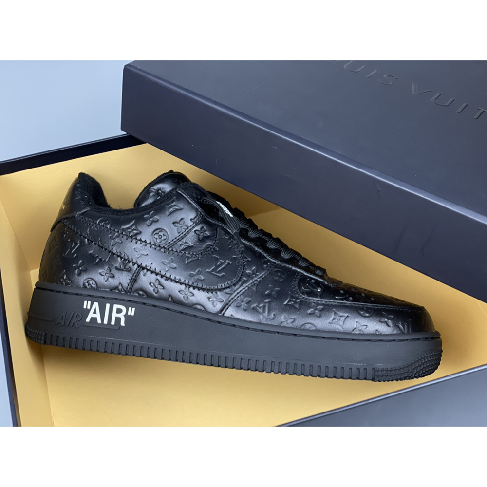 Louis Vuitton X Nike Air Force 1 Sneaker All Black - DopestKickz
