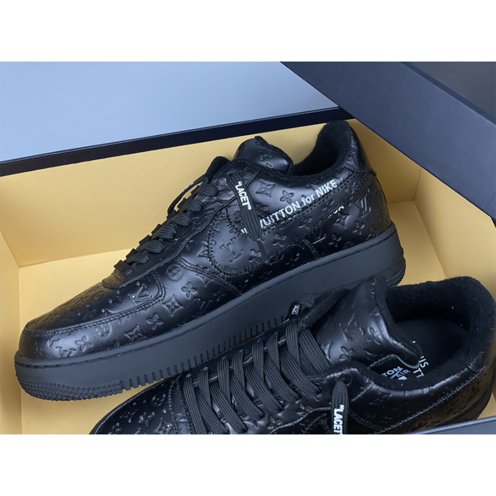 Louis Vuitton X Nike Air Force 1 Sneaker All Black - DopestKickz