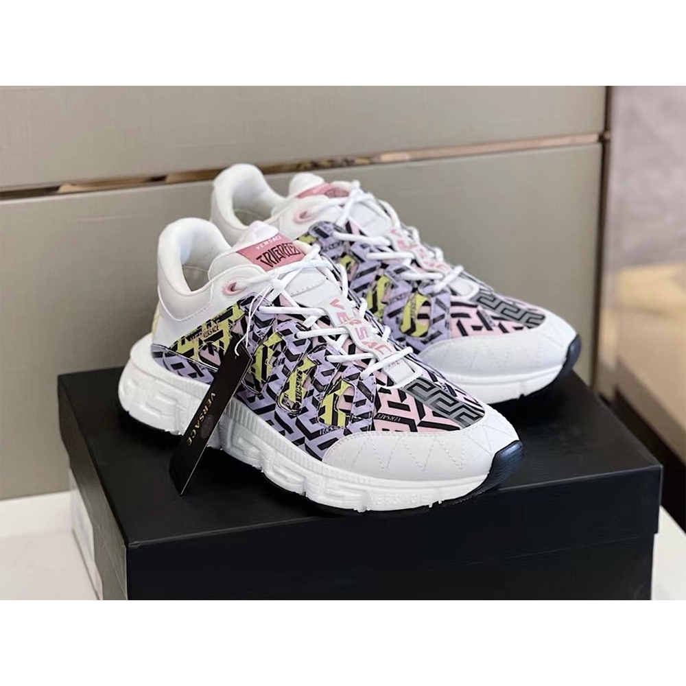 Versace Trigreca Sneakers Purple Pink & Yellow - DopestKickz